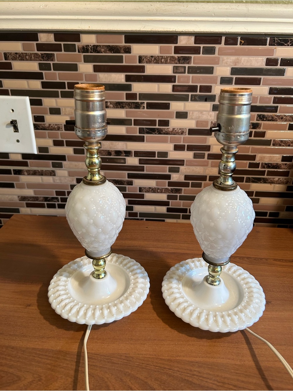 Vintage White Milk Glass Table Lamp Pair - Classic Home Accent